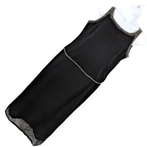 JMD NEW YORK! GORGEOUS BLACK W/IRIDESCENT SILVER BEADING GOWN, DRESS! SZ 2X